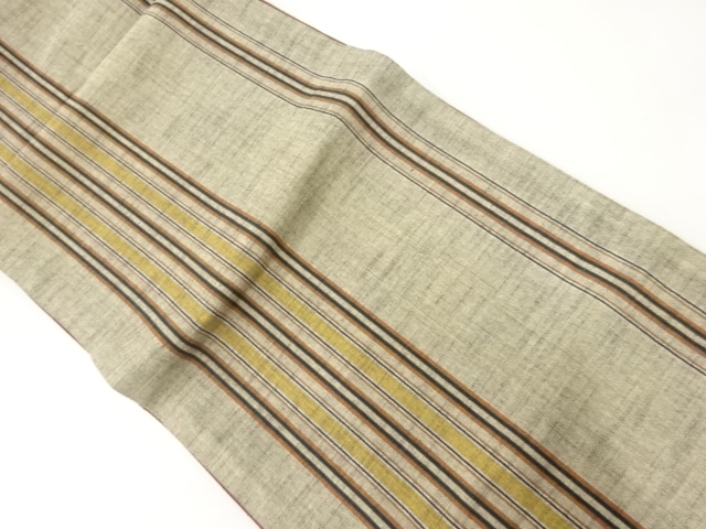 JAPANESE KIMONO / ANTIQUE FUKURO OBI / COTTON TSUMUGI / WOVEN STRIPE